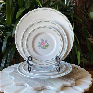 Vintage 6 Piece Susie Cooper Fragrance Bone China Plates - Floral Dish Set for 2
